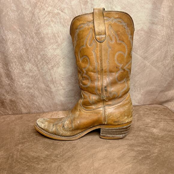 Vintage 70s Levi's Orange Tab Leather Calf High Walking Cowboy Boot Embroidered - Picture 7 of 9
